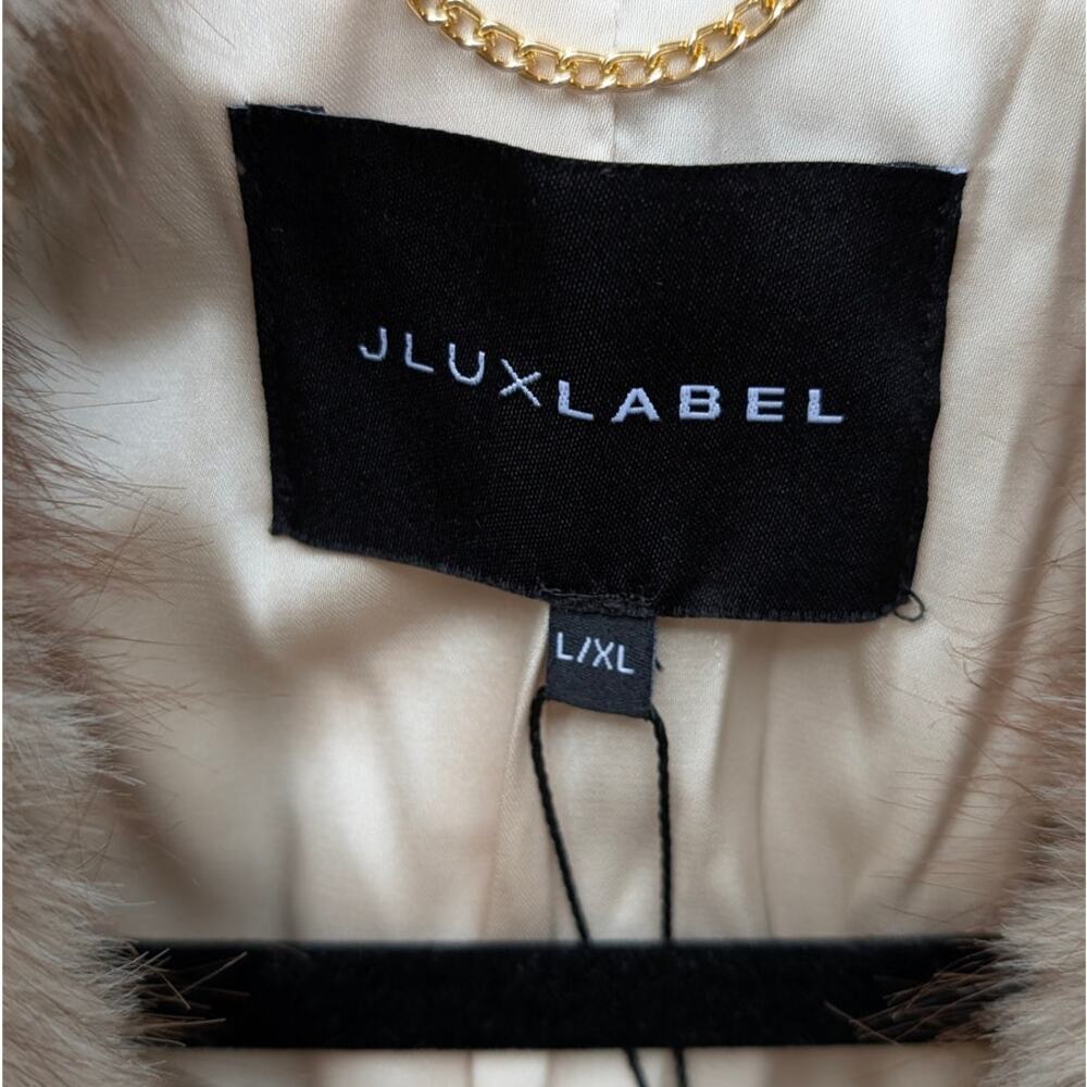NWT JLuxLabel Ivory/Brown Soft Season Faux Fur Coat, size L/XL - Picture 4 of 8